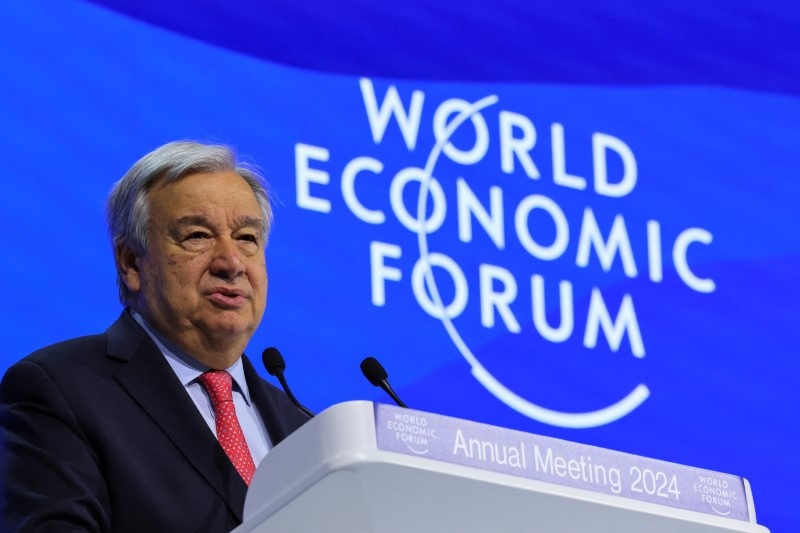 UN Secretary-General Antonio Guterres attends the 54th annual meeting of the World Economic Forum in Davos, Switzerland, January 17, 2024. REUTERS/Denis Balibouse