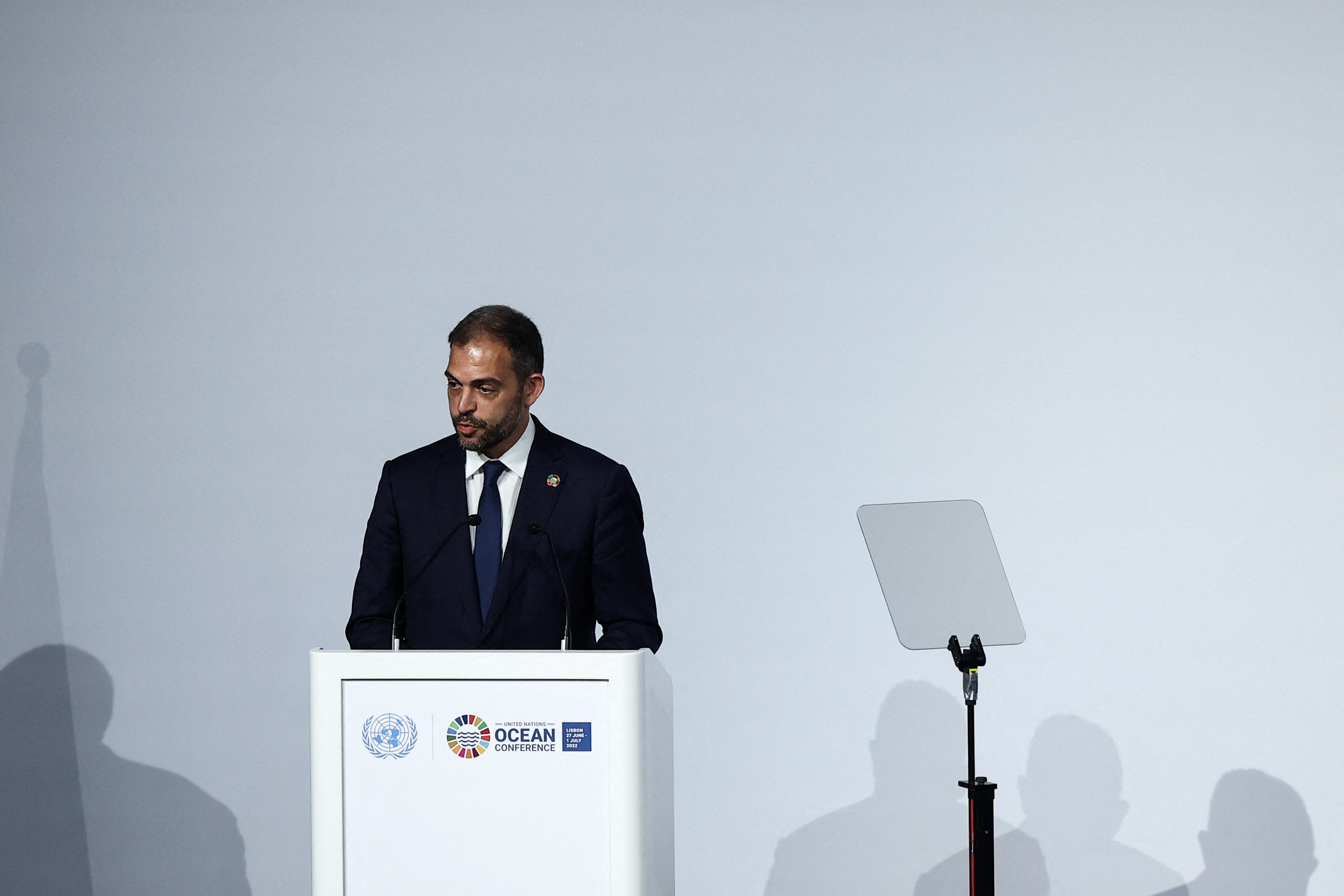 Portugal's Minister of Environment and Climate Action, Duarte Cordeiro speaks during the closing of 2022 UN Ocean Conference in Lisbon, Portugal, July 1, 2022. REUTERS/Rodrigo/File Photo