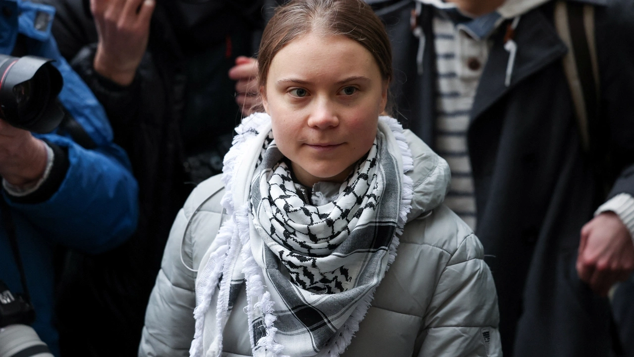 Climate activist Greta Thunberg looks on outside Westminster Magistrates' Court in London, Britain, February 2, 2024. REUTERS/Isabel Infantes