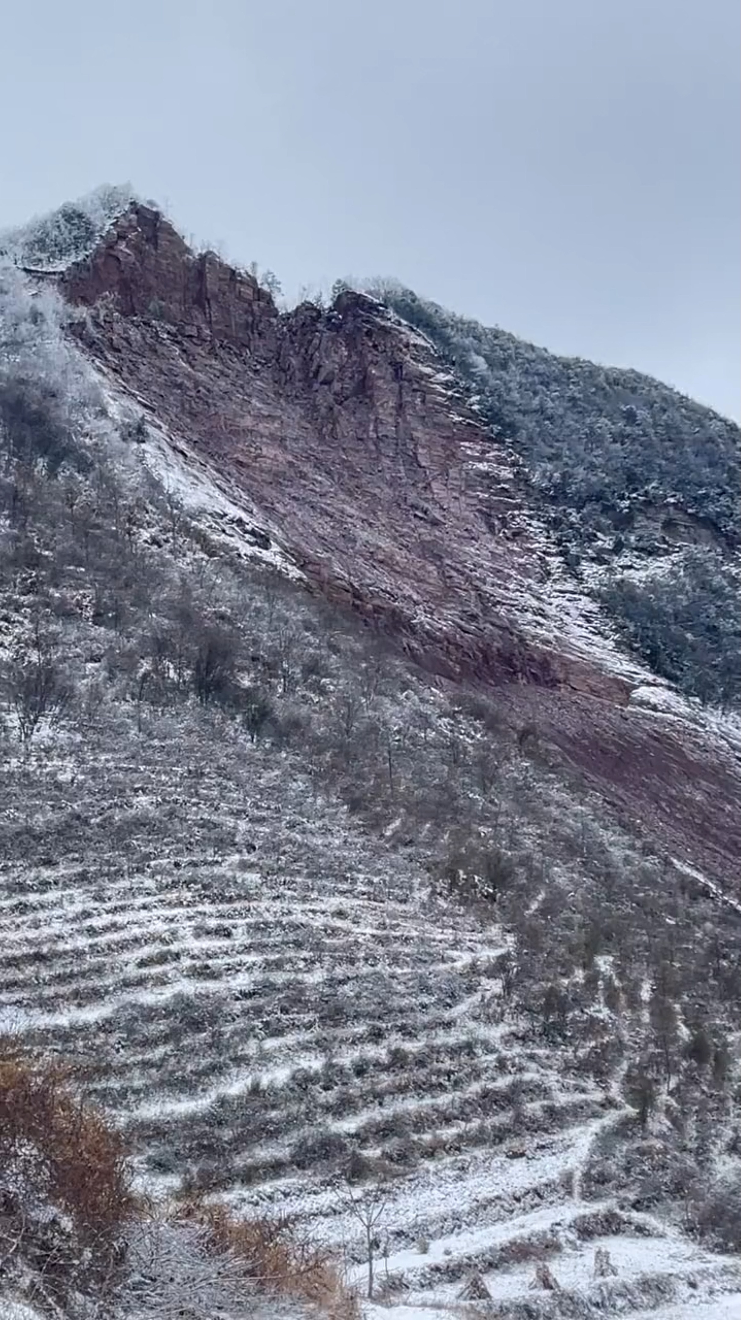 A view of a landslide in Liangshui Village, Zhaotong City, Yunnan province, China in this screen grab from social media video released January 22, 2024. Video Obtained By Reuters/via REUTERS
