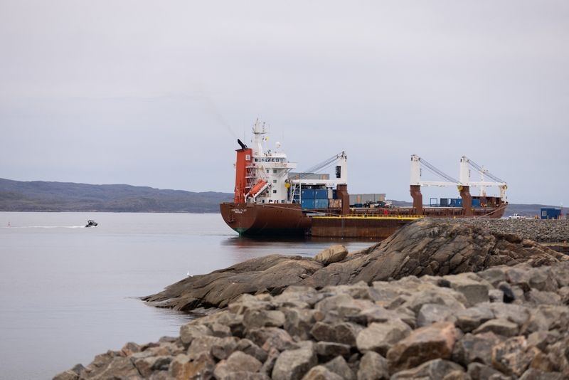 The NEAS Qamutik ship docked during the opening of a deep sea port in the Baffin Island city of Iqaluit, Nunavut, Canada July 25, 2023.  REUTERS/Lisa Milosavljevic/File Photo